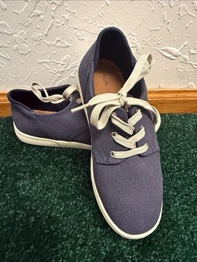 Sun + Stone Navy Canvas Kids Sneakers with Cream Laces